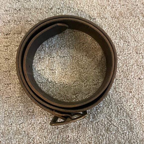 Cuir Veritable Brown Leather Belt With Brass Buckle Large - Picture 6 of 6